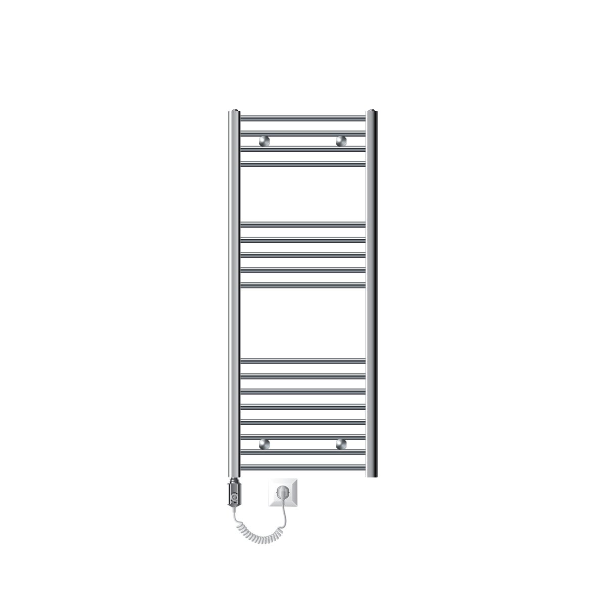 LuxeBath Elektrische Badkamerradiator Sahara 500x1200 mm Chroom Gebogen Zijaansluiting & Verwarmingselement 900W met Thermostaat & Digitaal Display, Handdoekradiator met Verwarmingspatroon Handdoekverwarmer Handdoekdroger