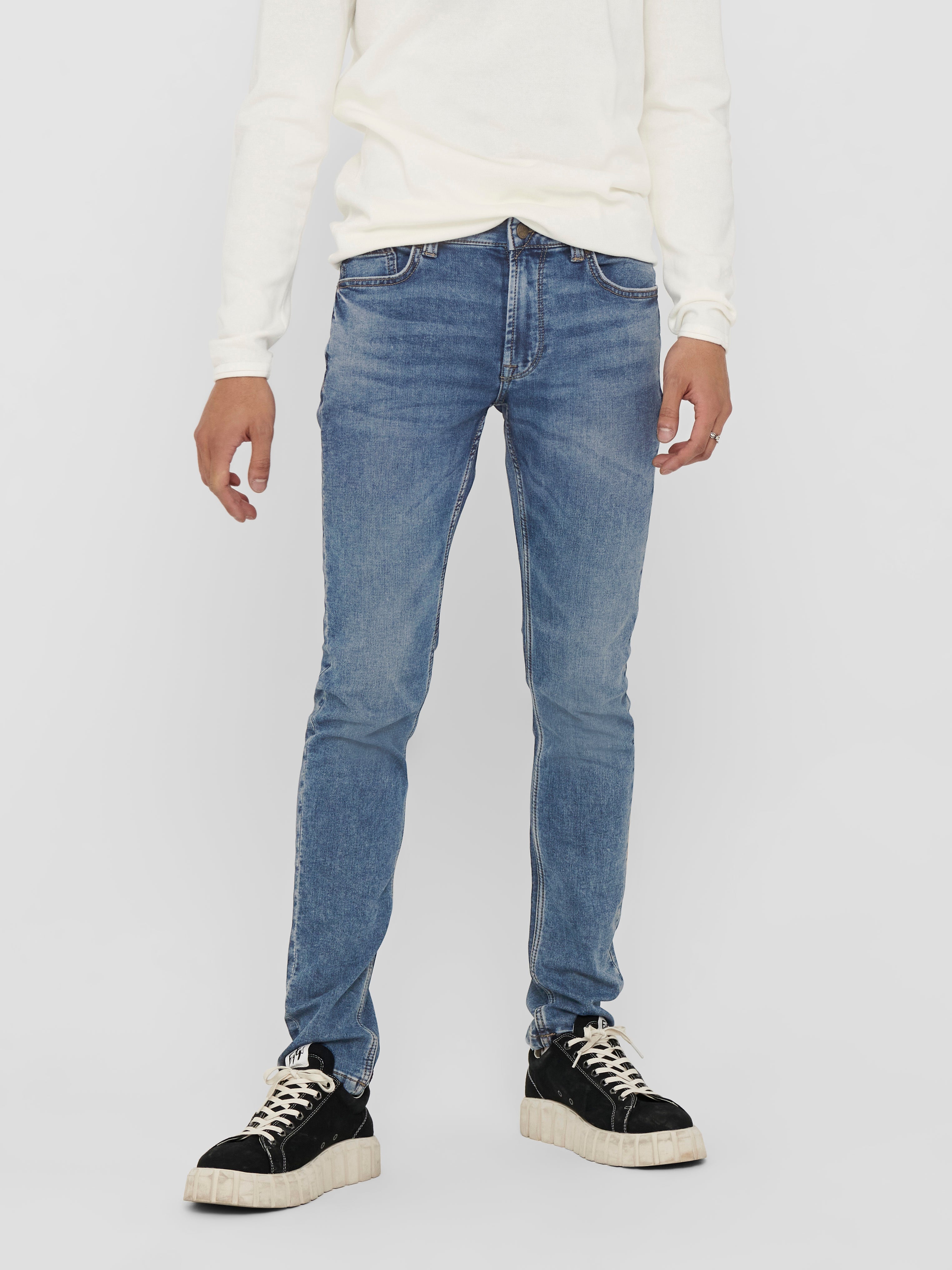 ONSLOOM Niedrige Taille Slim Fit Jeans Blue Denim