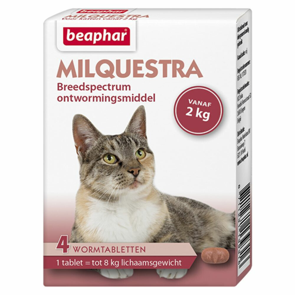 Beaphar Milquestra Ontworming Tabletten Kat 2 - 12 kg4 tabletten