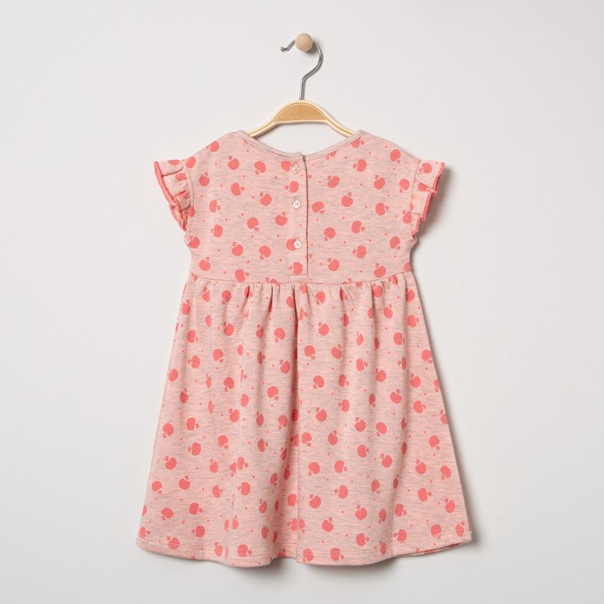 Robe manches courtes volantées à imprimé fantaisie all-over - Rose