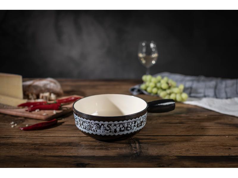 Kuhn Rikon Fondue-Caquelon Induktion Bundesfeier Schwarz Schwarze Fonduepfanne