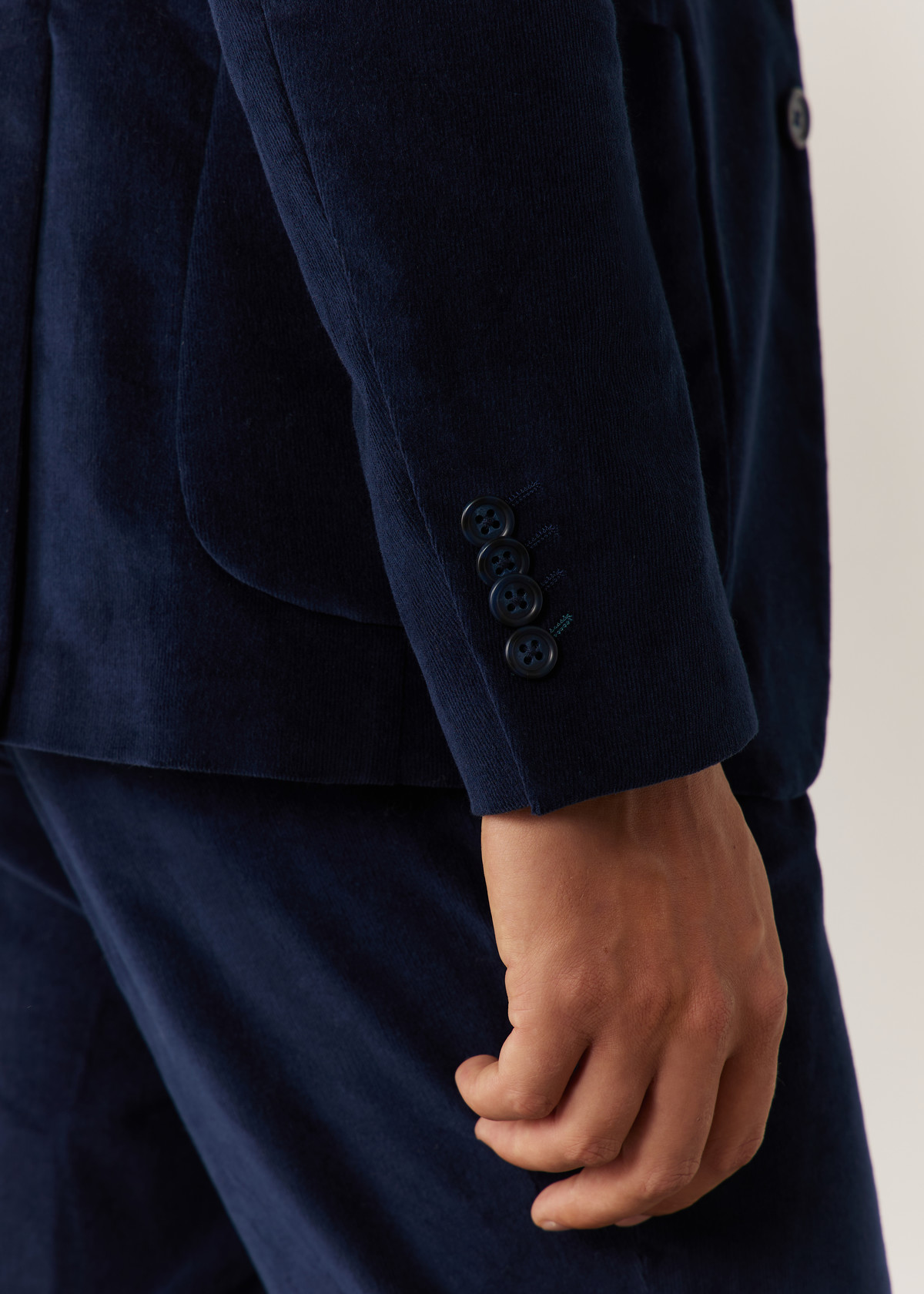 Veste coordonnable Regular en velours côtelé uni bleu marine