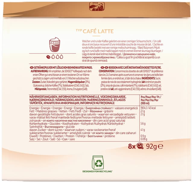 Senseo Café Latte medium kop kaffepuder 4051016
