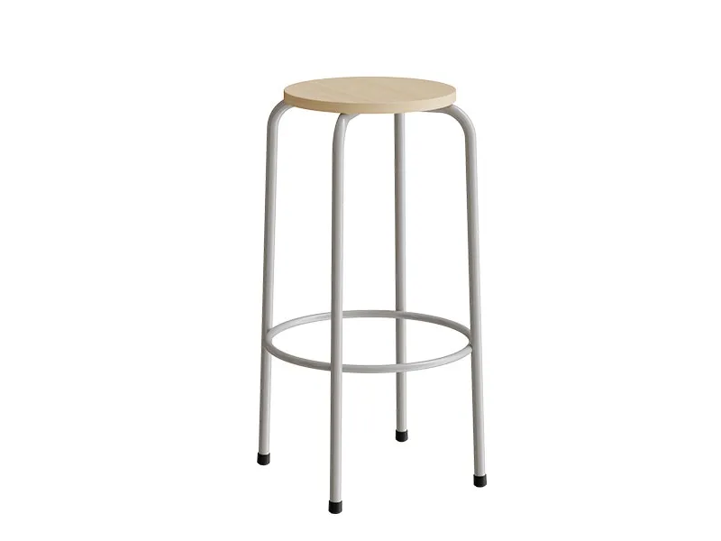 Taburet Bertil 117, birk laminat, hvidt stel