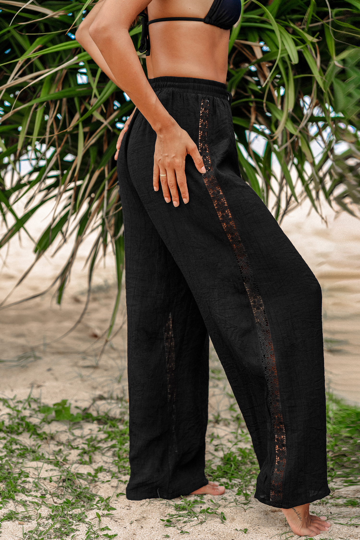 Pantalon cover up à jambes amples noir