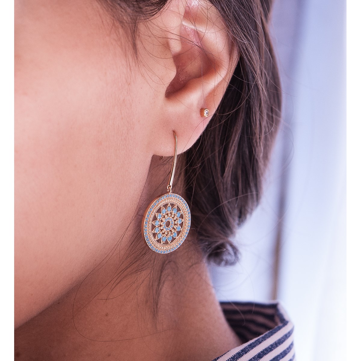 Boucles d'oreilles pendantes en argent MOSAIQUE - Lorenzo R