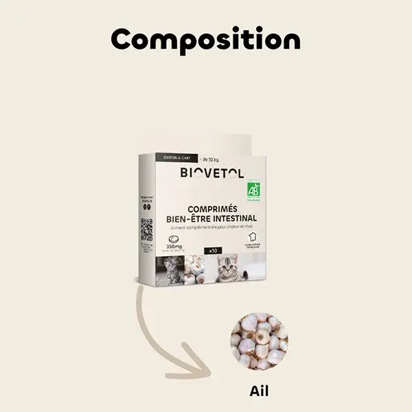 Biovetol - Comprimés Bien-être Intestinal Chat / chaton Bio - x10