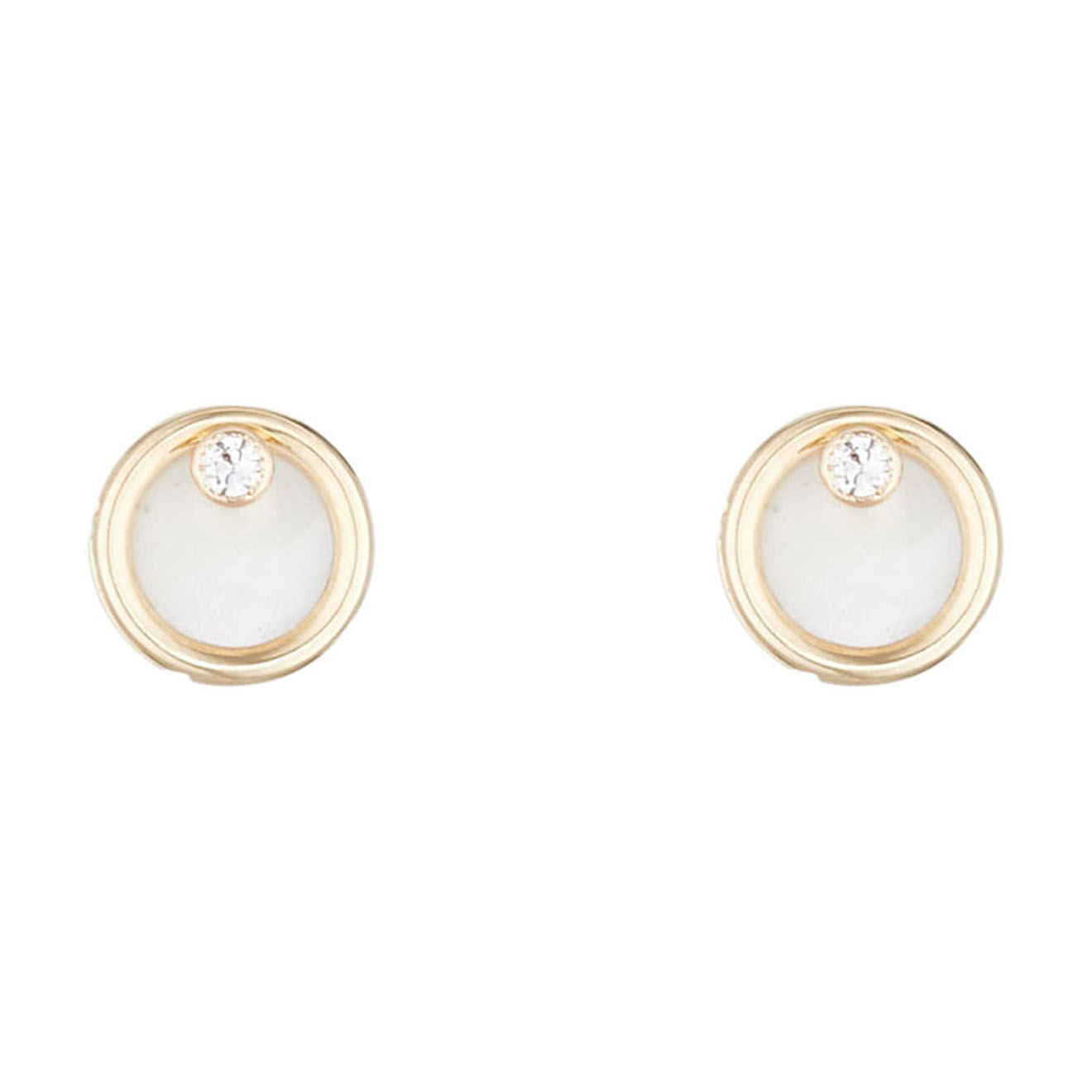 Instant d'Or Boucles d'oreilles enfant Petite Pierre Email blanc & Zircone or jaune