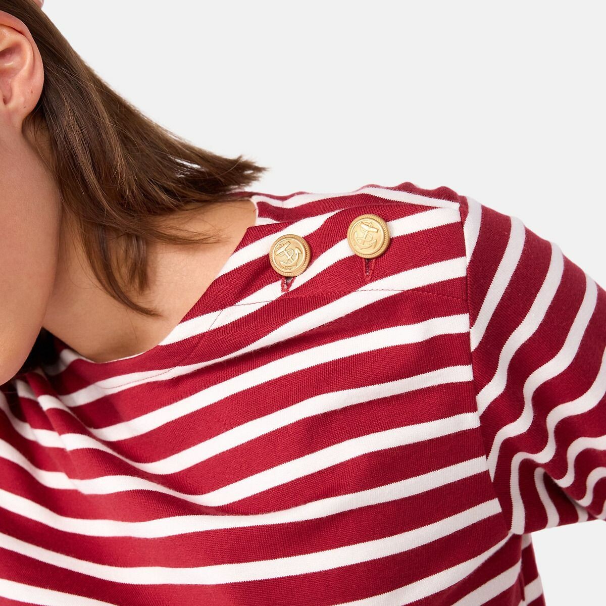 PETIT BATEAU<br>Camisa feminina de algodão azul marinho