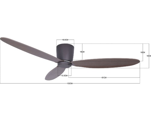 Donkerbruine plafondventilator Airfusion Radar ø 132 cm met afstandsbediening, zomer + winterfunctie