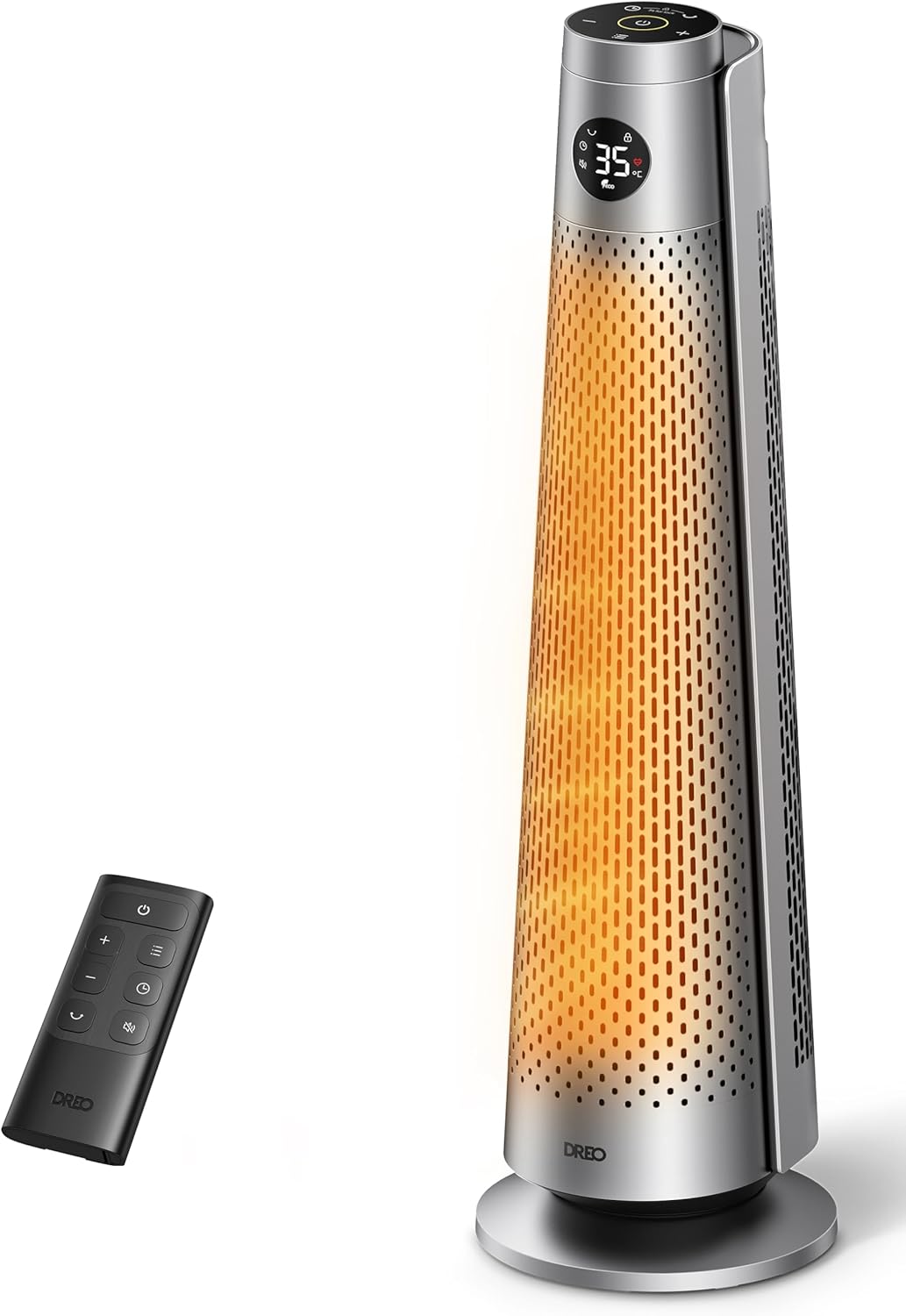 Dreo Heizlüfter Energiesparend, 2000W Elektrische Heizung mit Fernbedienung, 25 dB Leise,120° Oszillation, Thermostat, 5 Heizstufen & 3 Lüfterstufen, 7-facher Schutz, 12H Timer, PTC Keramik Heizlüfter