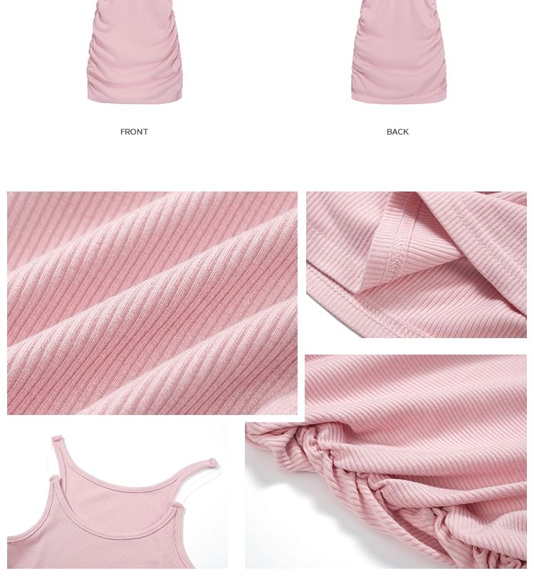 Moon City - Spaghettibandjes effen mini bodyconjurk