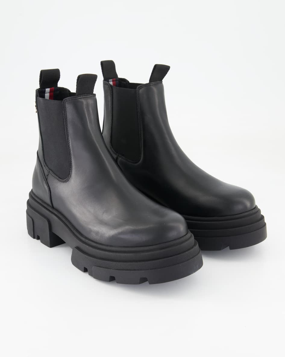 Tommy Hilfiger Combat Leather Low Chelsea Chelsea Boots in Schwarz