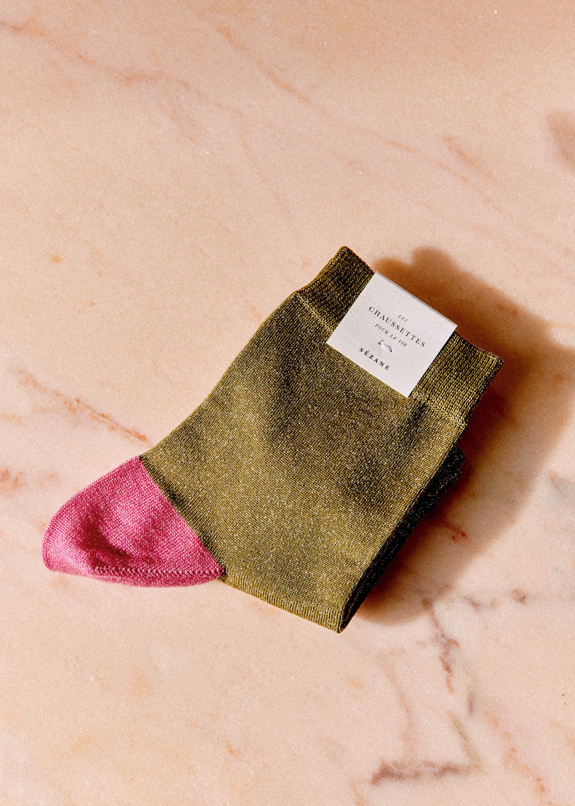 Chaussettes Lurex bicolores - Kaki et fuchsia - SOULIERS/SOULIERS Mocassins 5906293