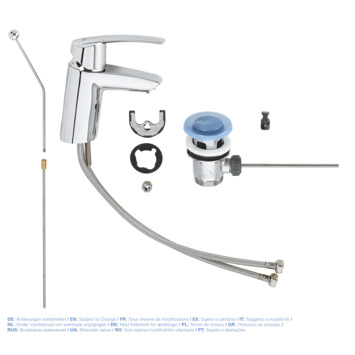 Grohe wastafelkraan Start met rechte uitloop en hendel en waste Chroom