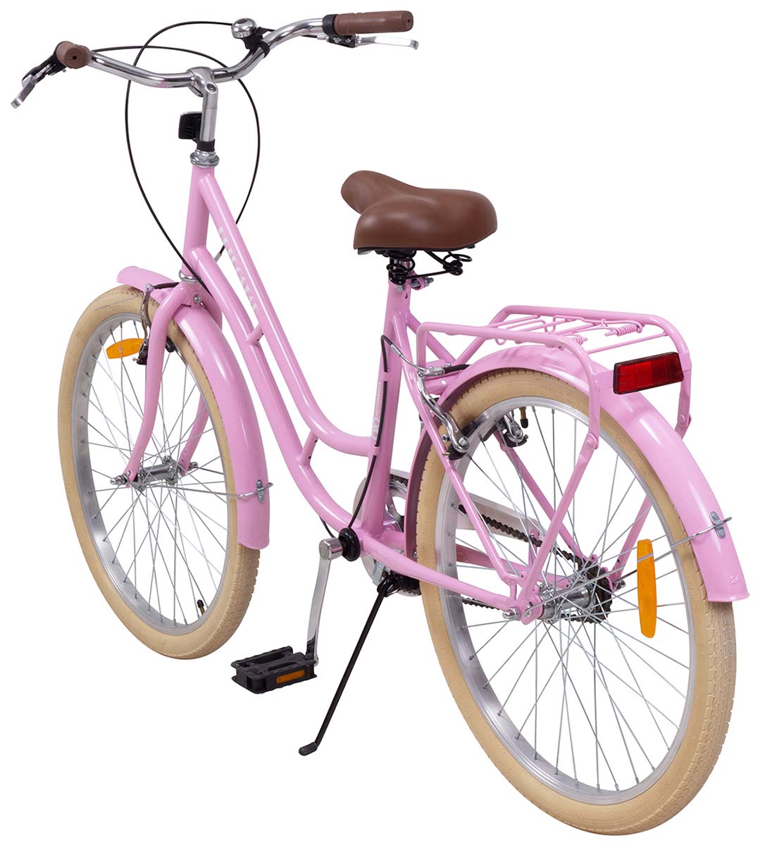 Actionbikes Kinderfahrrad Retrostar 24 Zoll, Rosa, Fahrradständer, Gepäckträger, Sattel gefedert