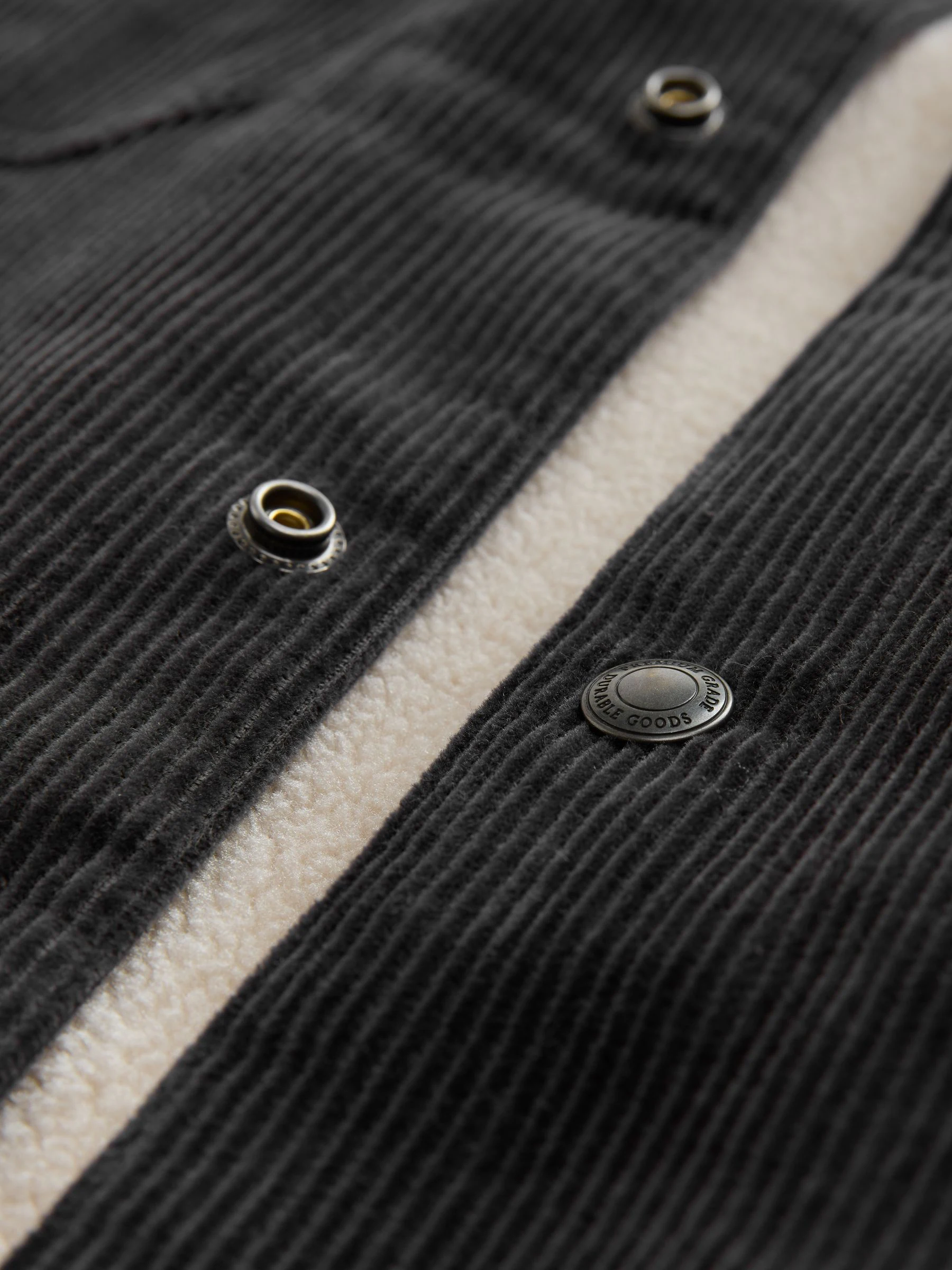 Antraciet - Corduroy borg gevoerd truckerjack