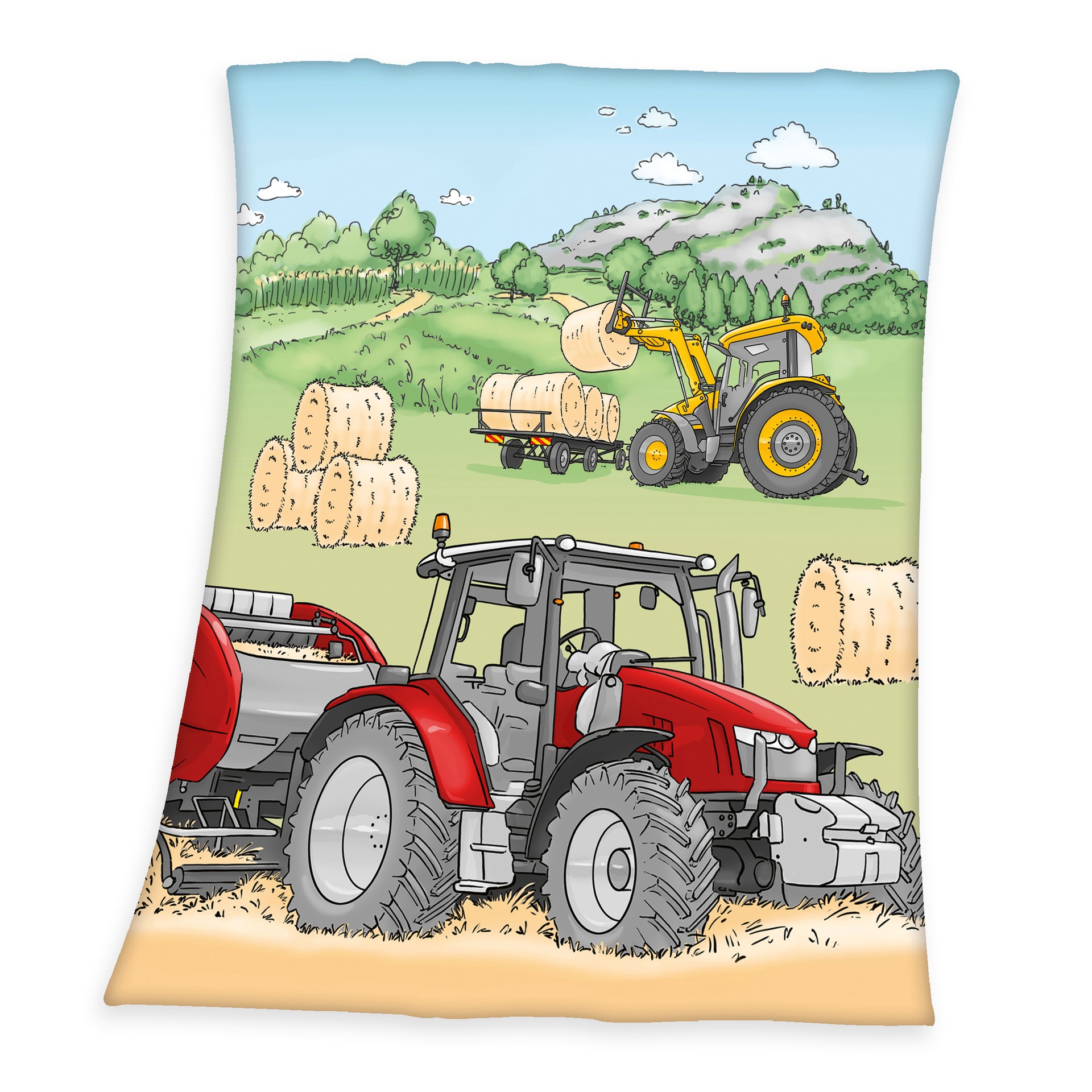 HERDING Kinder-Fleecedecke TRAKTOR 130 x 160 cm mehrfarbig