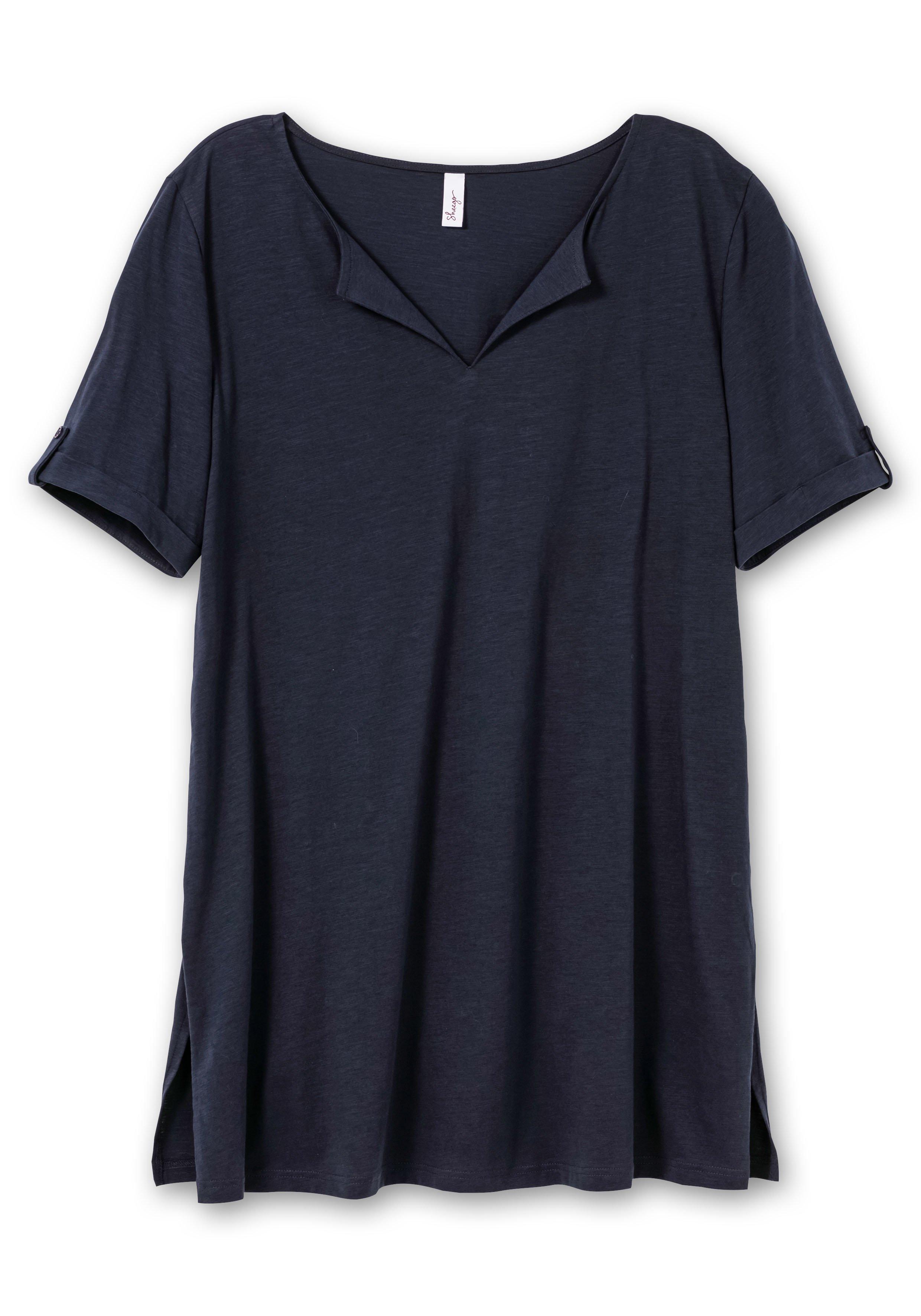 Longshirt mit geschlitztem Ausschnitt
