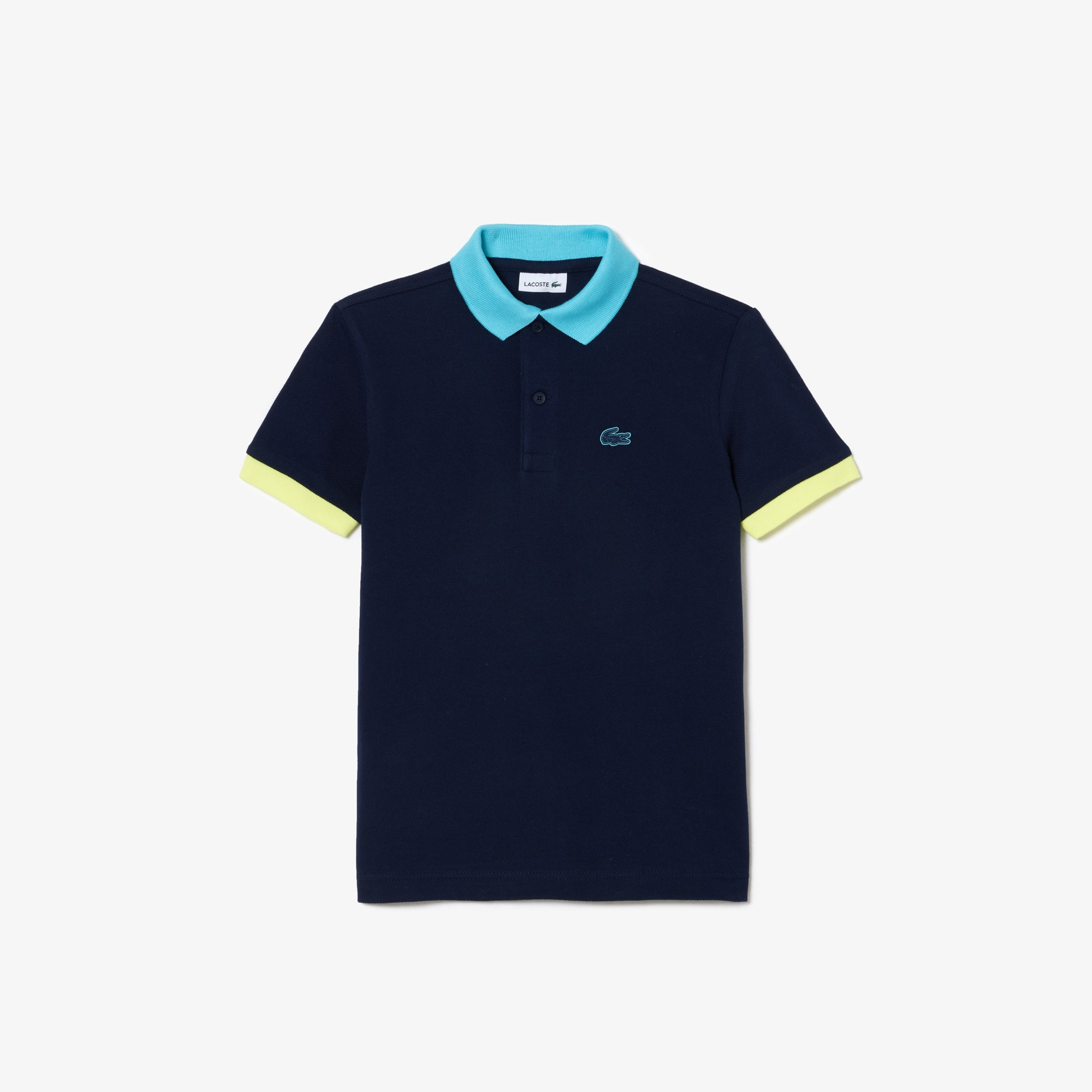 Polo color-block en piqué de coton Polos - Bleu - Lacoste - Garçon
