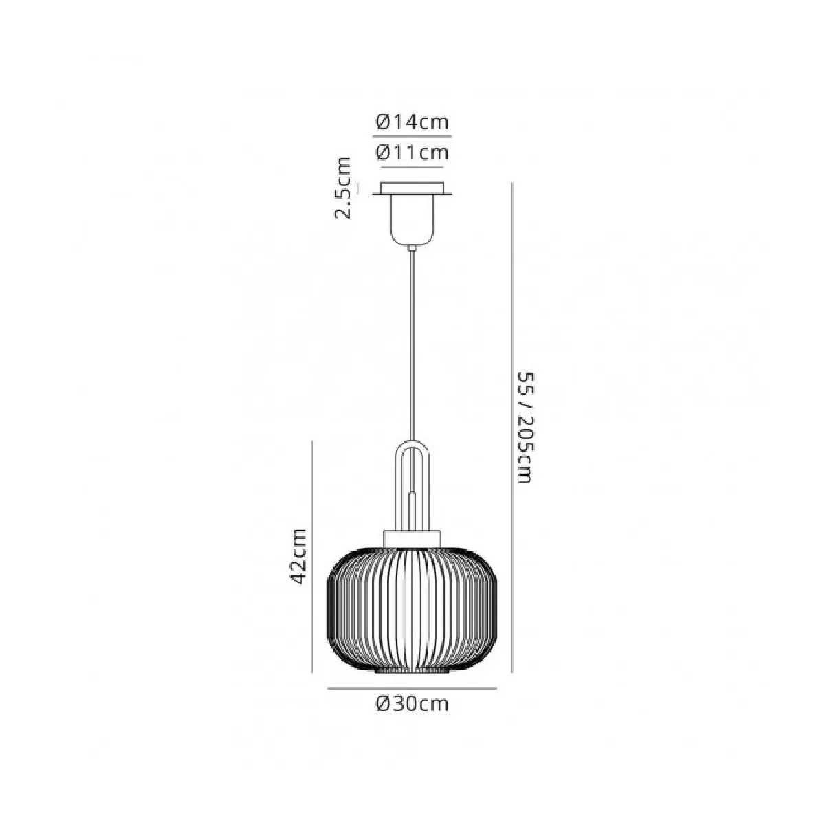 Luminaire Center Suspension design 1 ampoule Étain Vielli