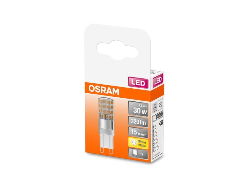 OSRAM Lampe Star Pin 30, 2.6W, G9 Warmweiss LED-Lampe mit Retrofit-Stecksockel G9
