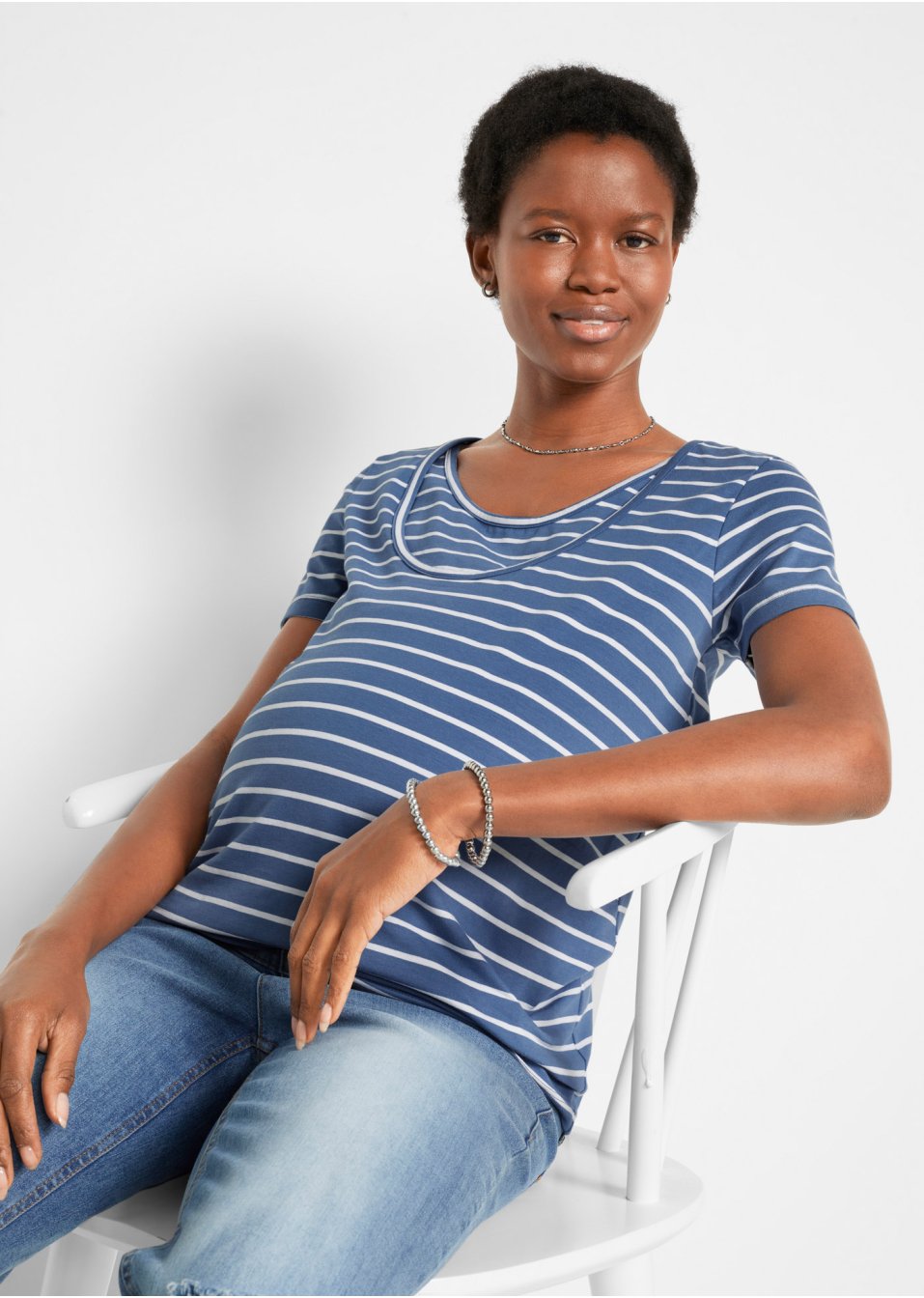 Lot de 2 T-shirts de grossesse avec fonction allaitement en coton