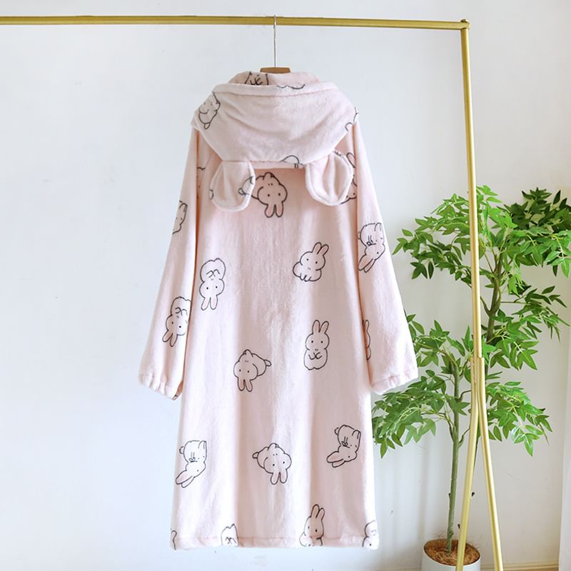 Somnus - Fleece gewaad met capuchon en knopen