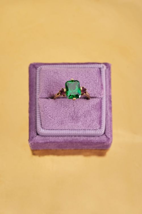 Vintage statement ring groen kristal
