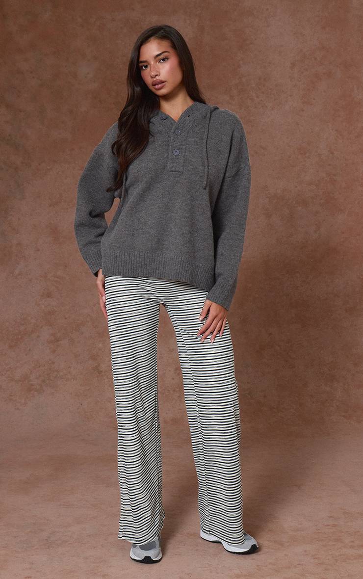 Multicolore Pantalon Droit Taille Basse En Maille Côtelée Souple À Rayures