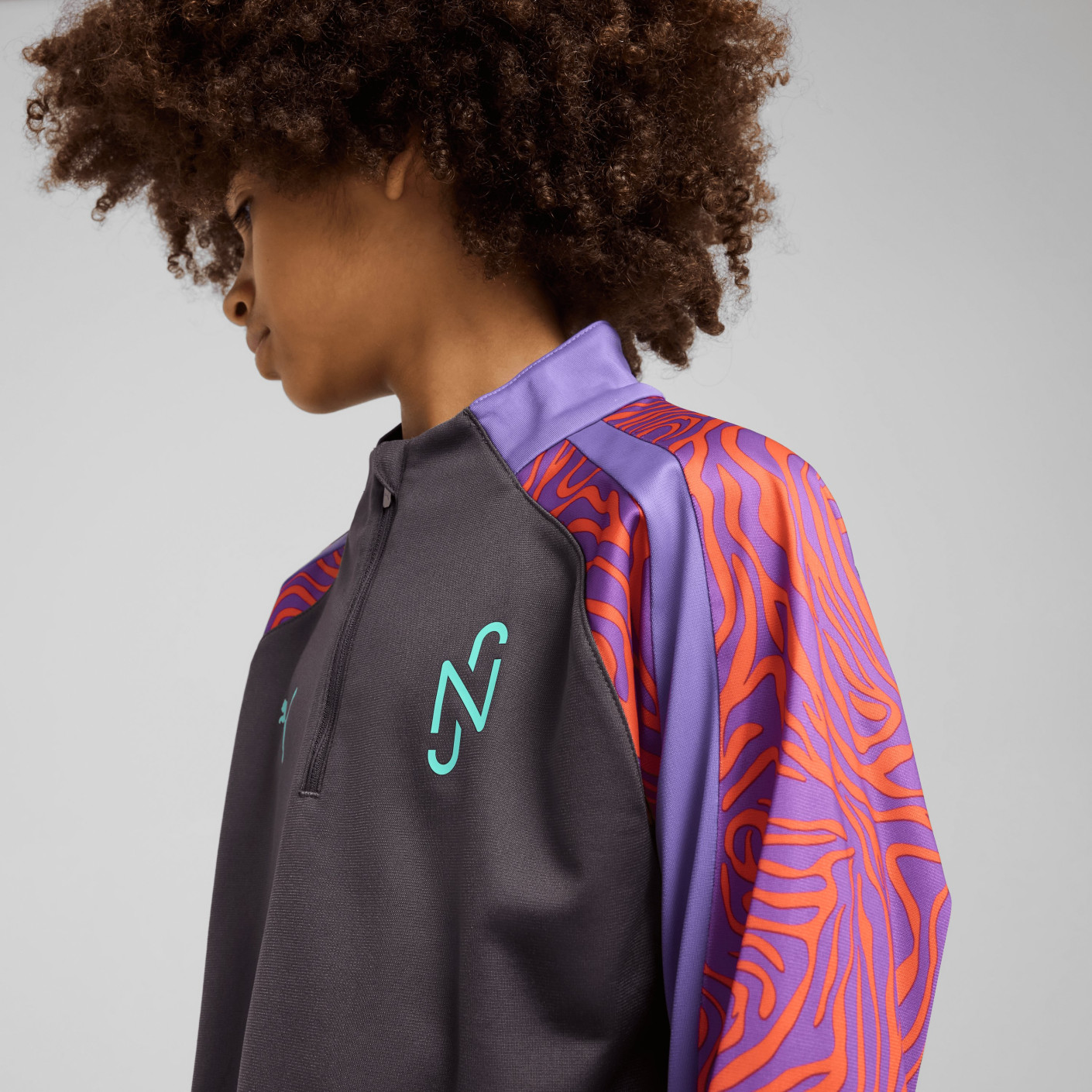 PUMA Neymar Jr. Creativity Trainingstrui 1/4-Zip Kids Donkergrijs Paars Oranje