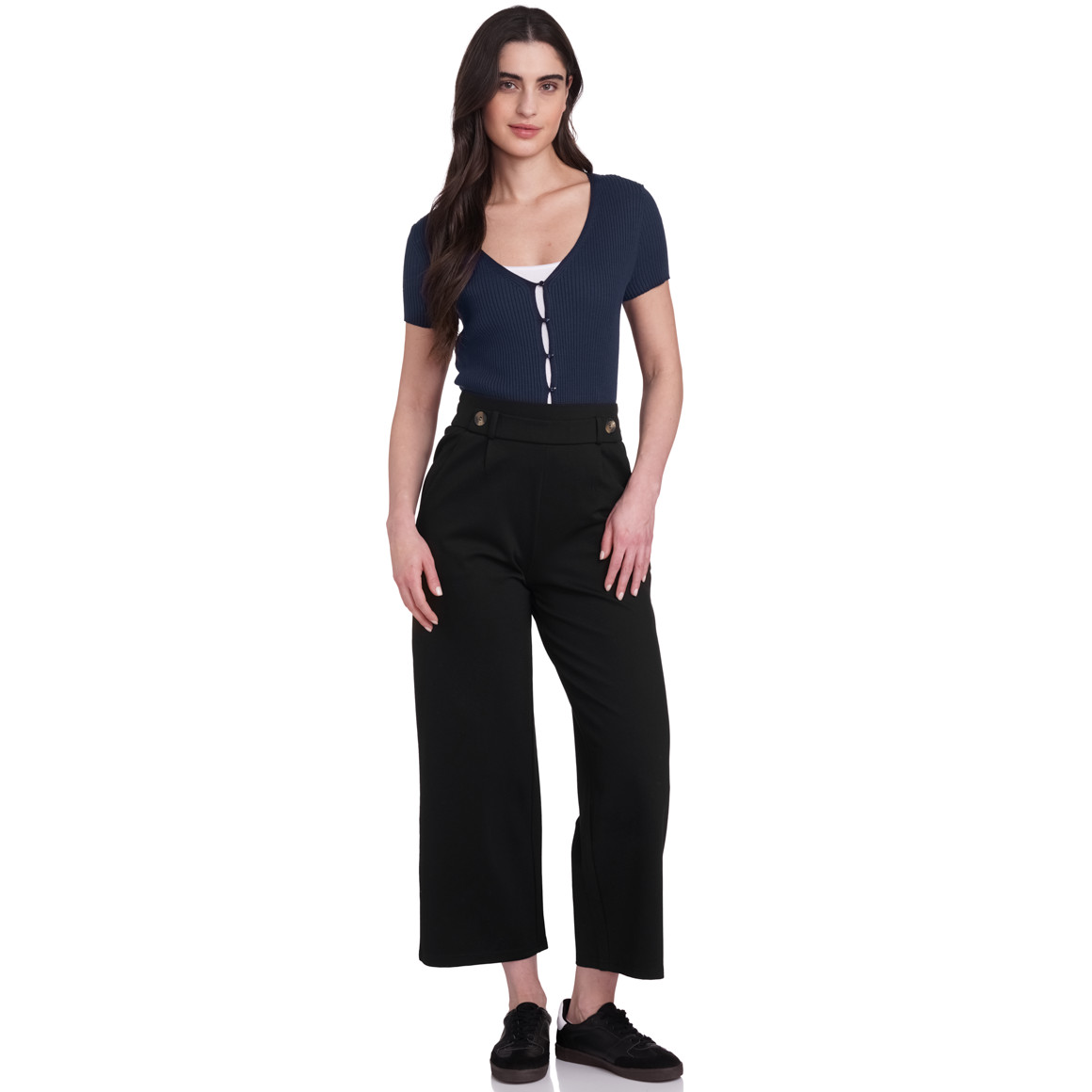 Gina Damen Strickjacke aus Rippstrick dunkelblau