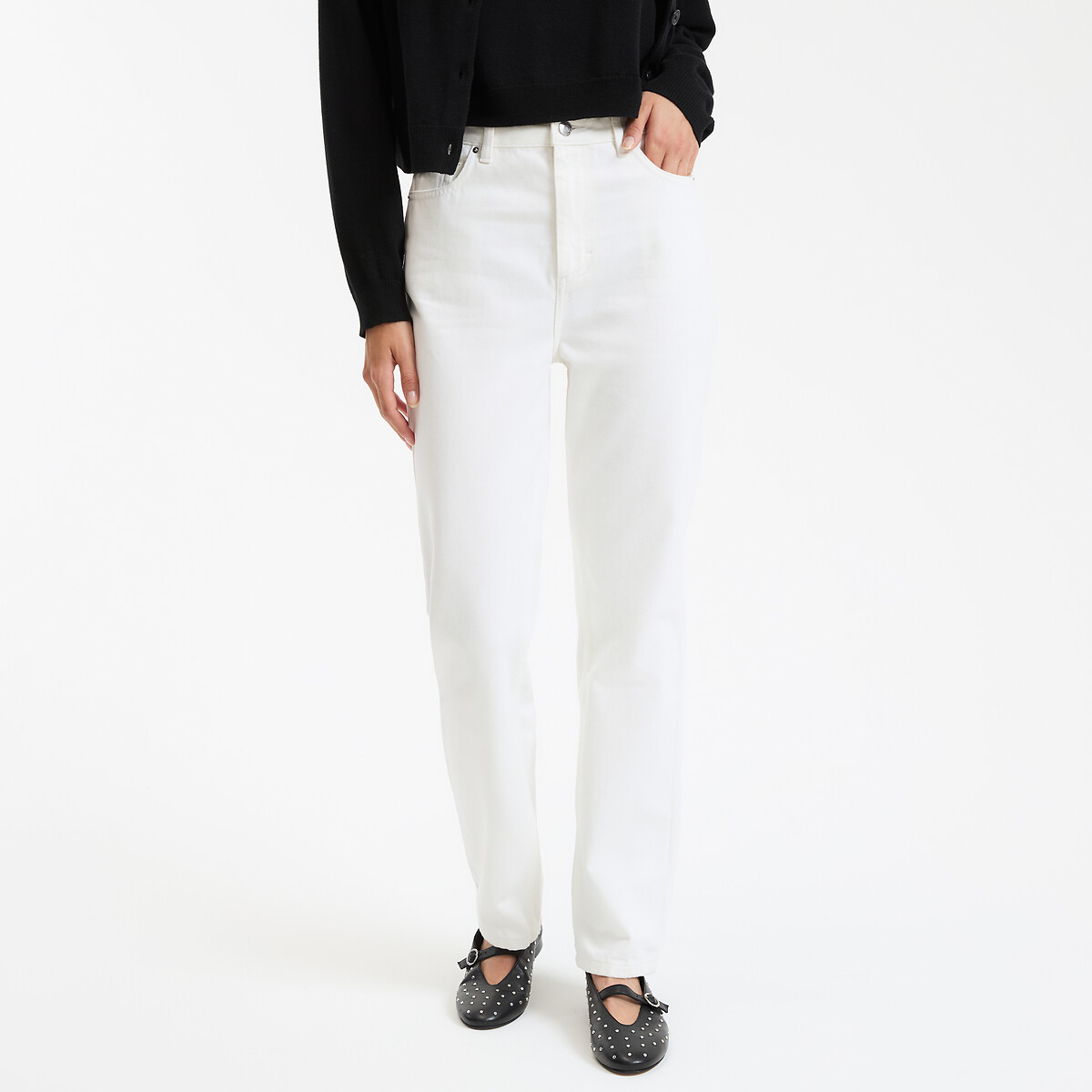 COLEÇÕES LA REDOUTE<br>Calça jeans regular, reta, cintura alta