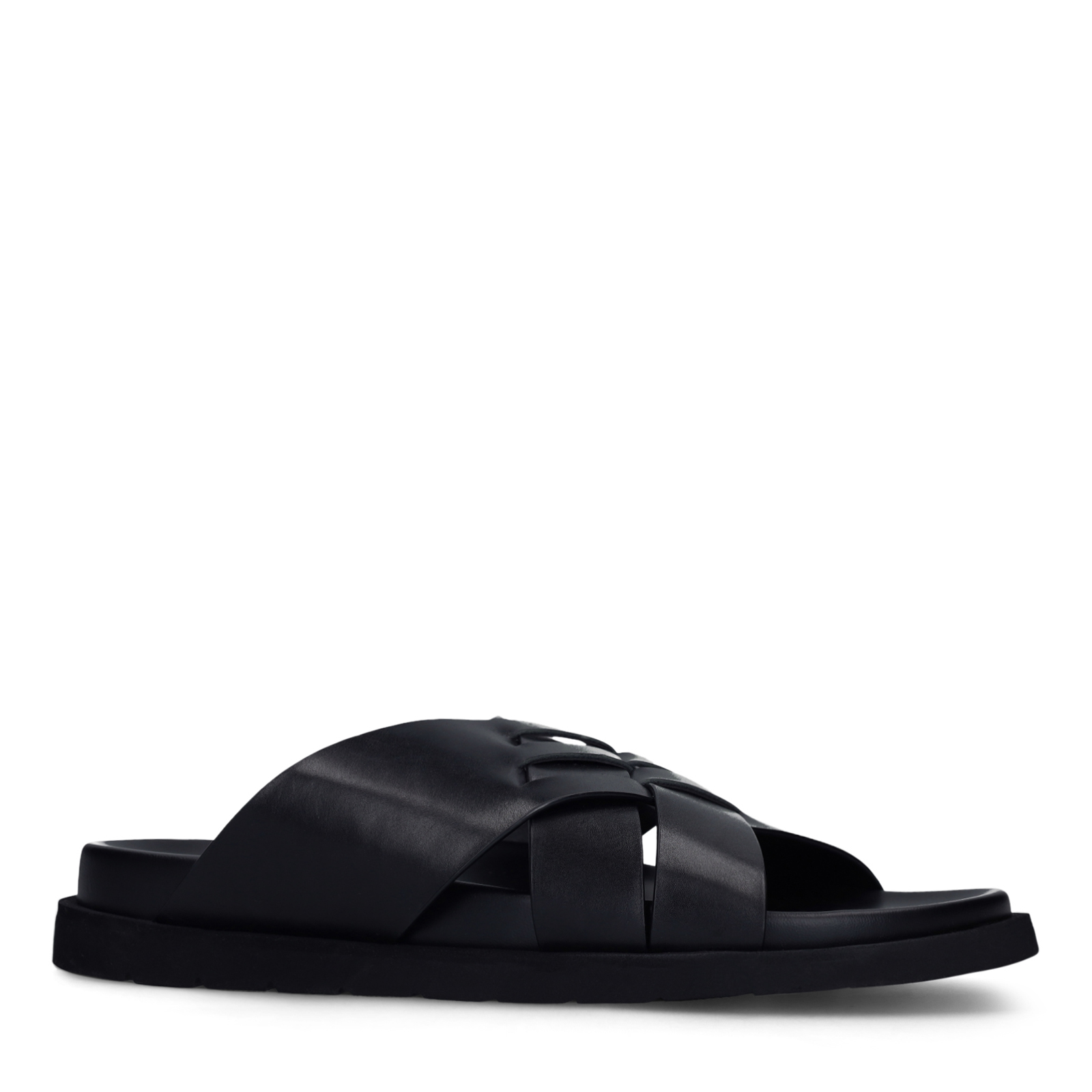 Zwarte leren slippers