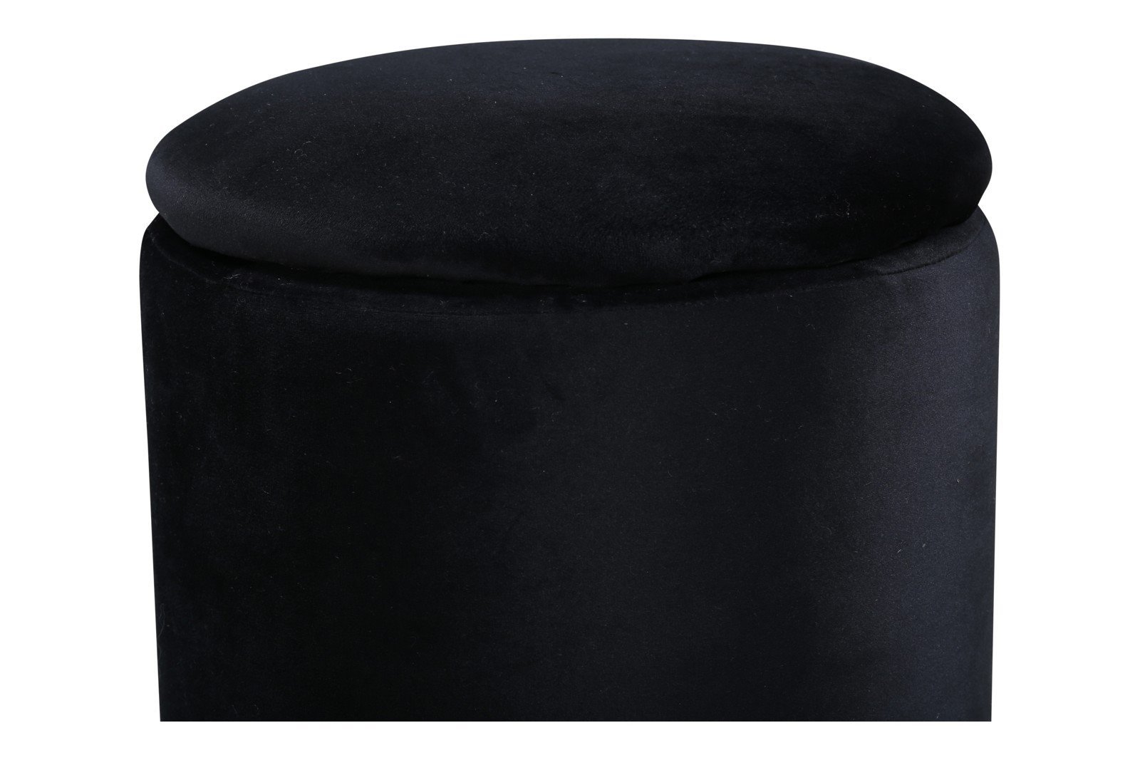 Limpen pall Ø32cm. Sort fløyel. Med oppbevaring.