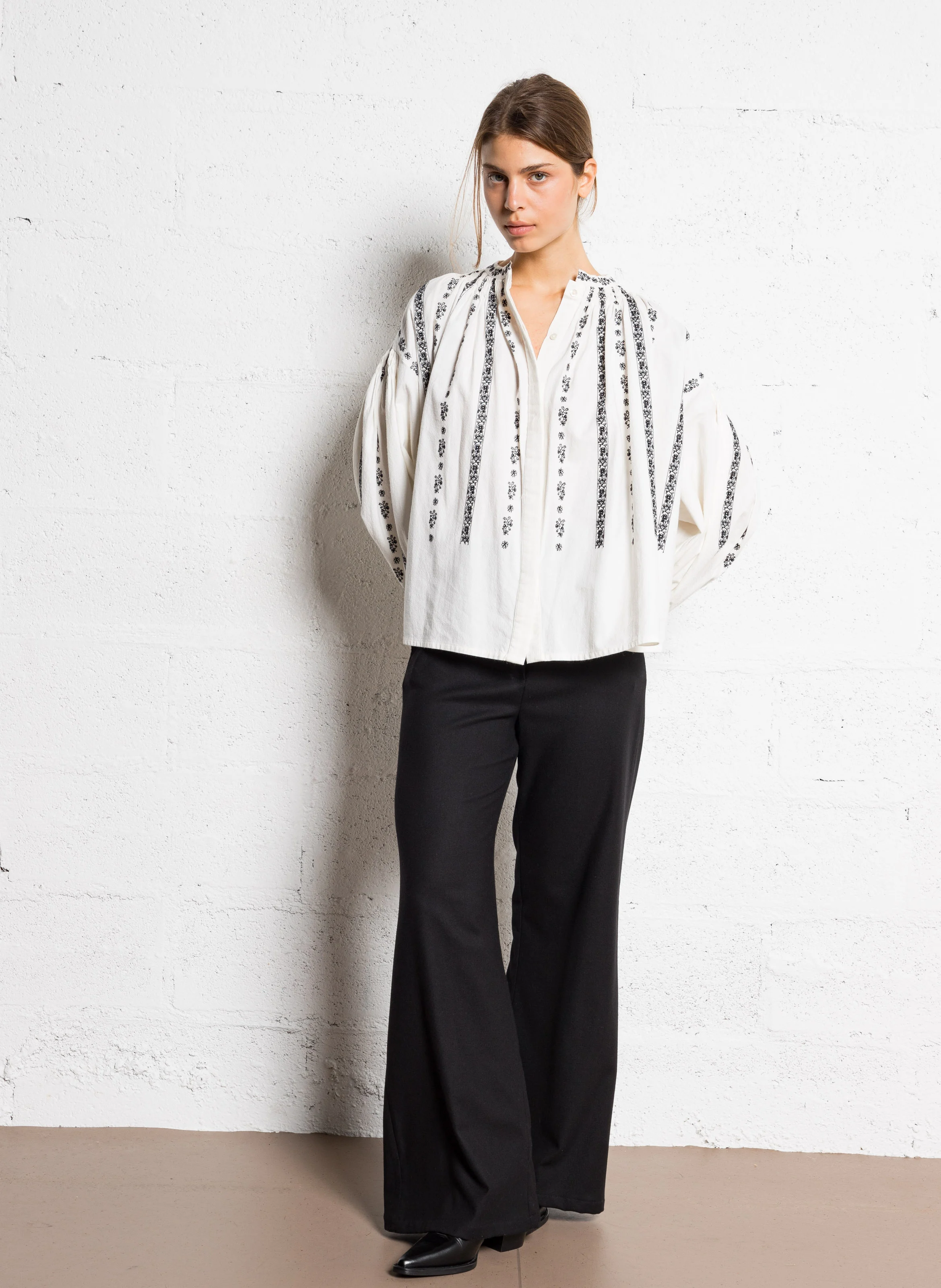 POMEO - Pantalon droit taille mi-haute | Noir