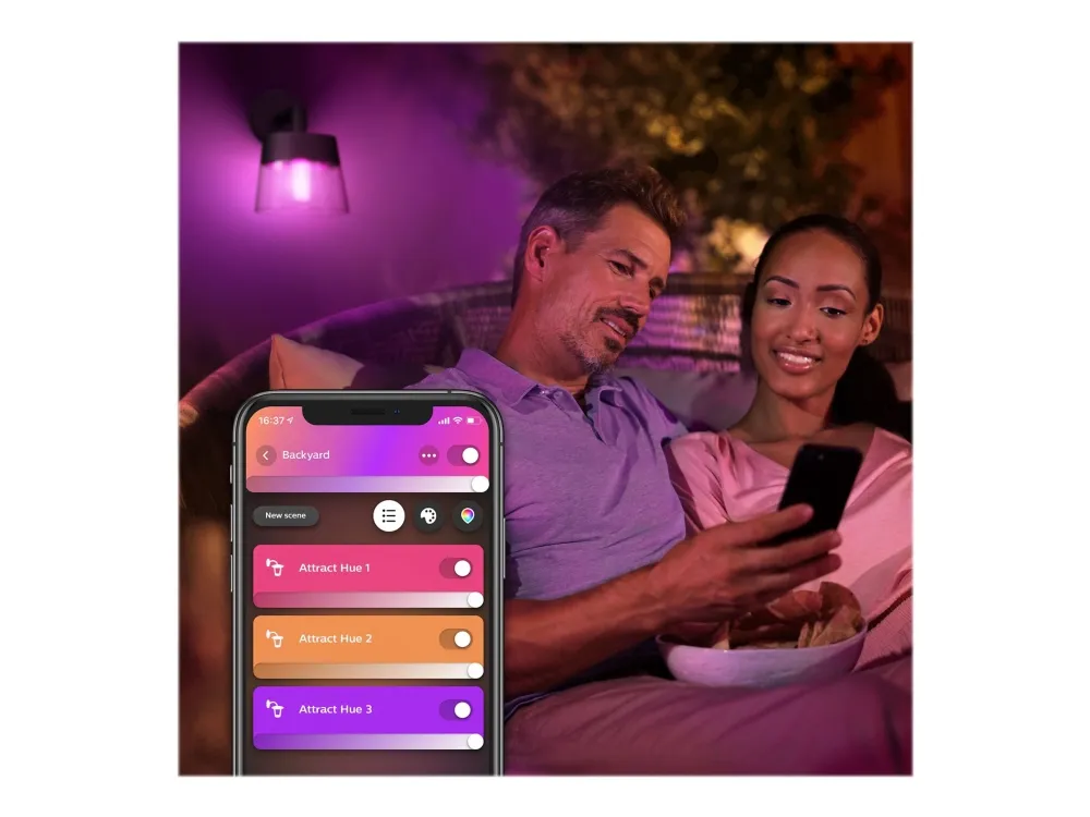 Philips Hue White and Color Ambiance Attract - Væglampe - LED - 8 W (tilsvarende 49 W) - 16 millioner farver - 2000-6500 K - sort