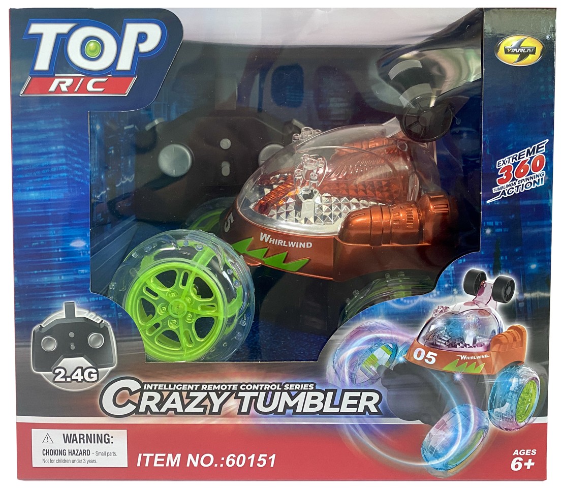 Crazy Tumbler - Stunt Bil m. Lys - Fjernstyret bil 2,4GHz - Orange