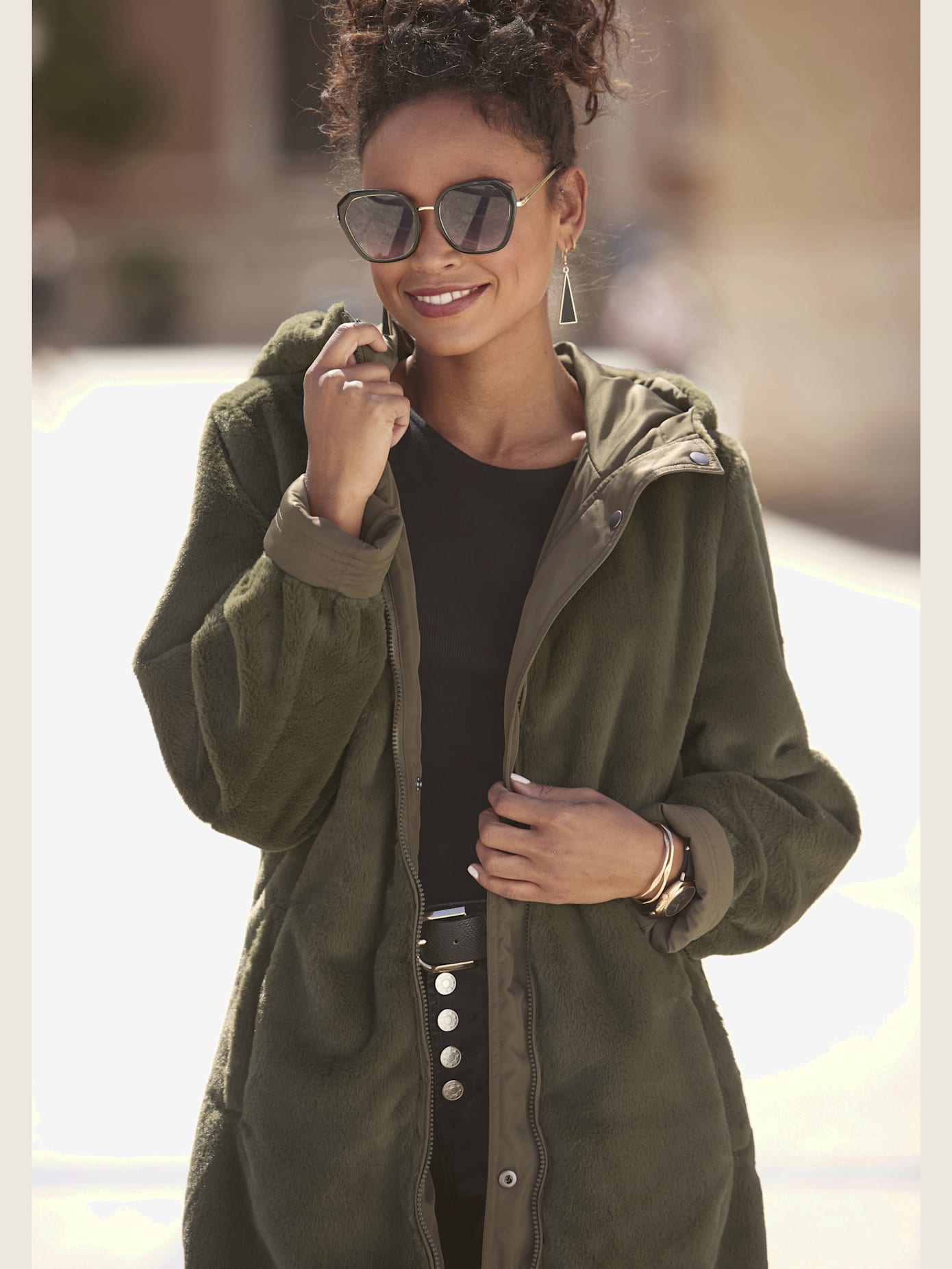 Manteau de mi-saison en imitation fourrure