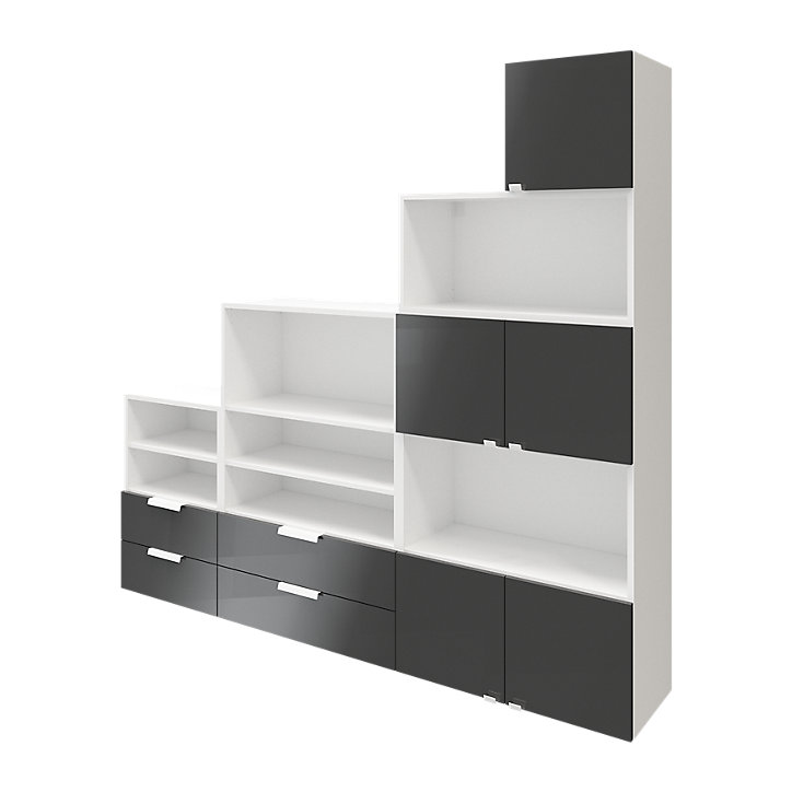 Ensemble de meubles de rangement sous pente et/ou comble blancs et anthracite brillant GoodHome Atomia H. 187,5 x L. 187,5 x P. 35 cm