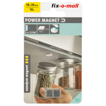 Magneet vierkant Neodymium zilver klevend 10x10mm 10 stuks