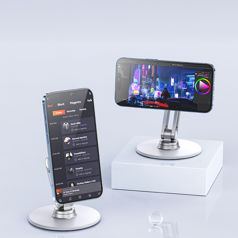 Magnetische Desktop Smartphone Halterung aus Aluminium (177x100mm) - Silber