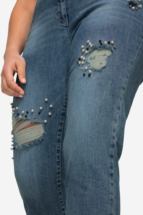 Jeans, Slim Fit, verzierte Destroy-Effekte, 5-Pocket