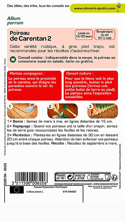 Graines de Poireau de Carentan Vilmorin