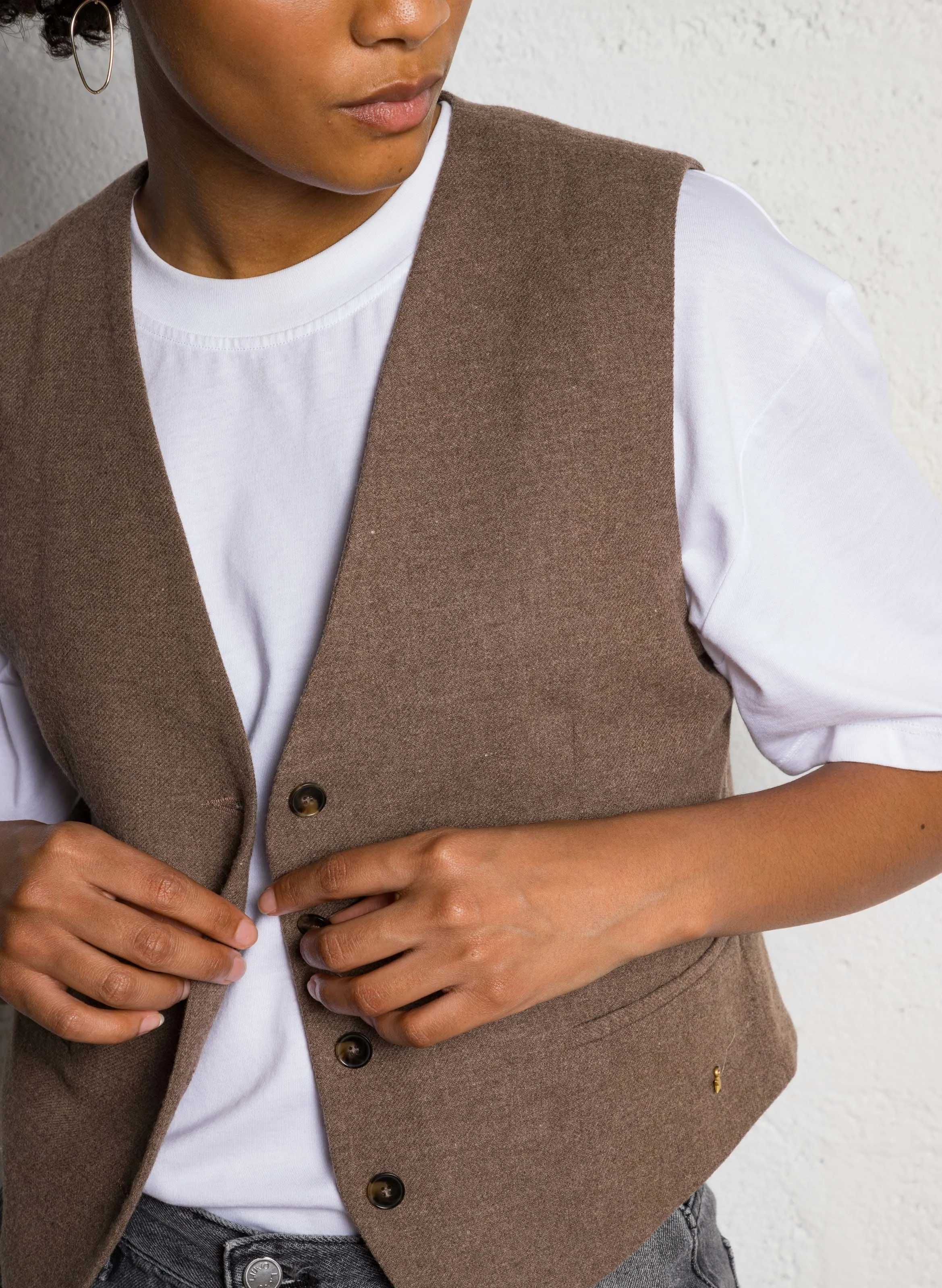 ROSETTA - Veste col V | Marron
