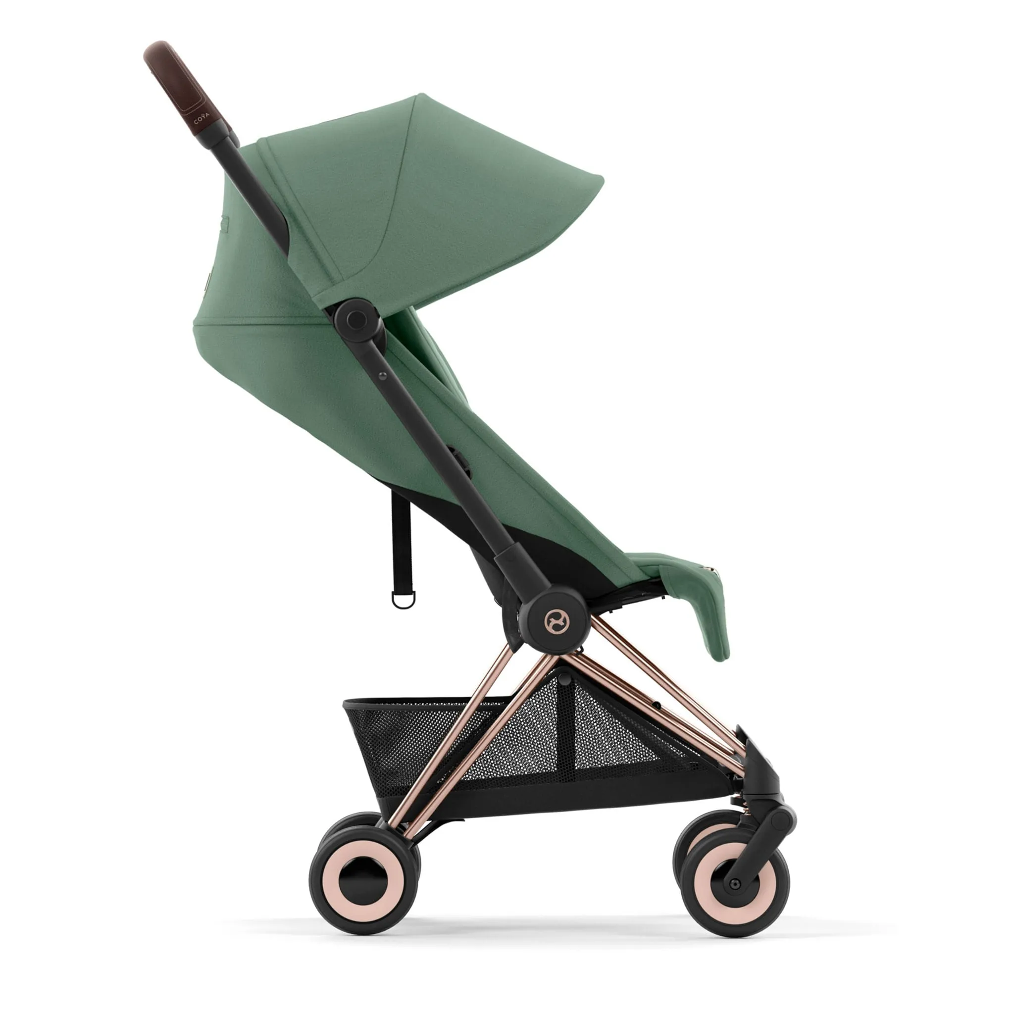 Cybex Poussette Coya - Cadre or rose avec siège vert feuillage