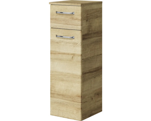 Pelipal Kumba badkamermeubelset (B x H x D): 107 x 200 x 50 cm, frontkleur: Riviera eiken, 5-delige set inclusief witte mineraalstenen wastafel, badmeubel en wandkast (99.770121474)