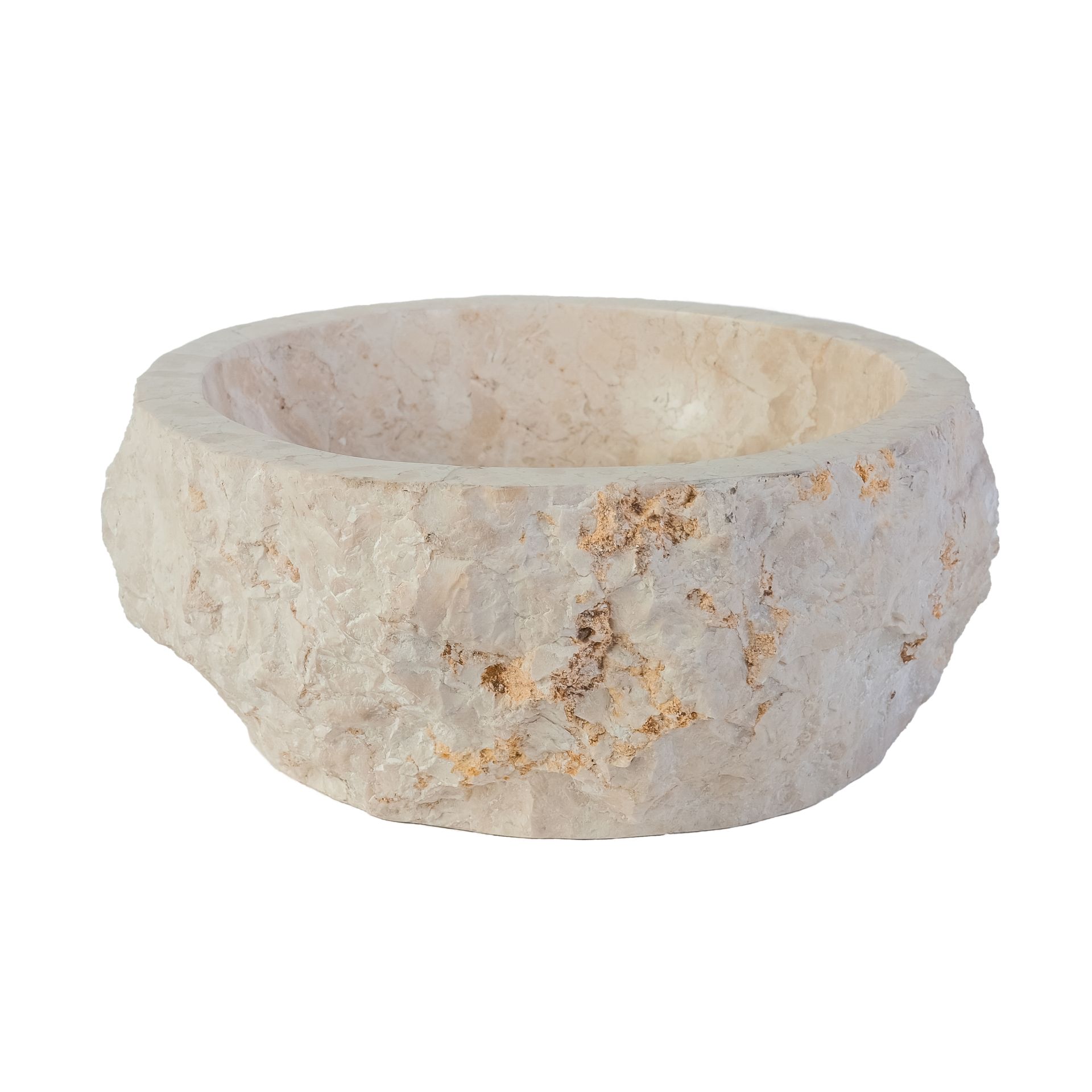 Sanigoods River waskom van natuur marmer 30-35x15cm crème