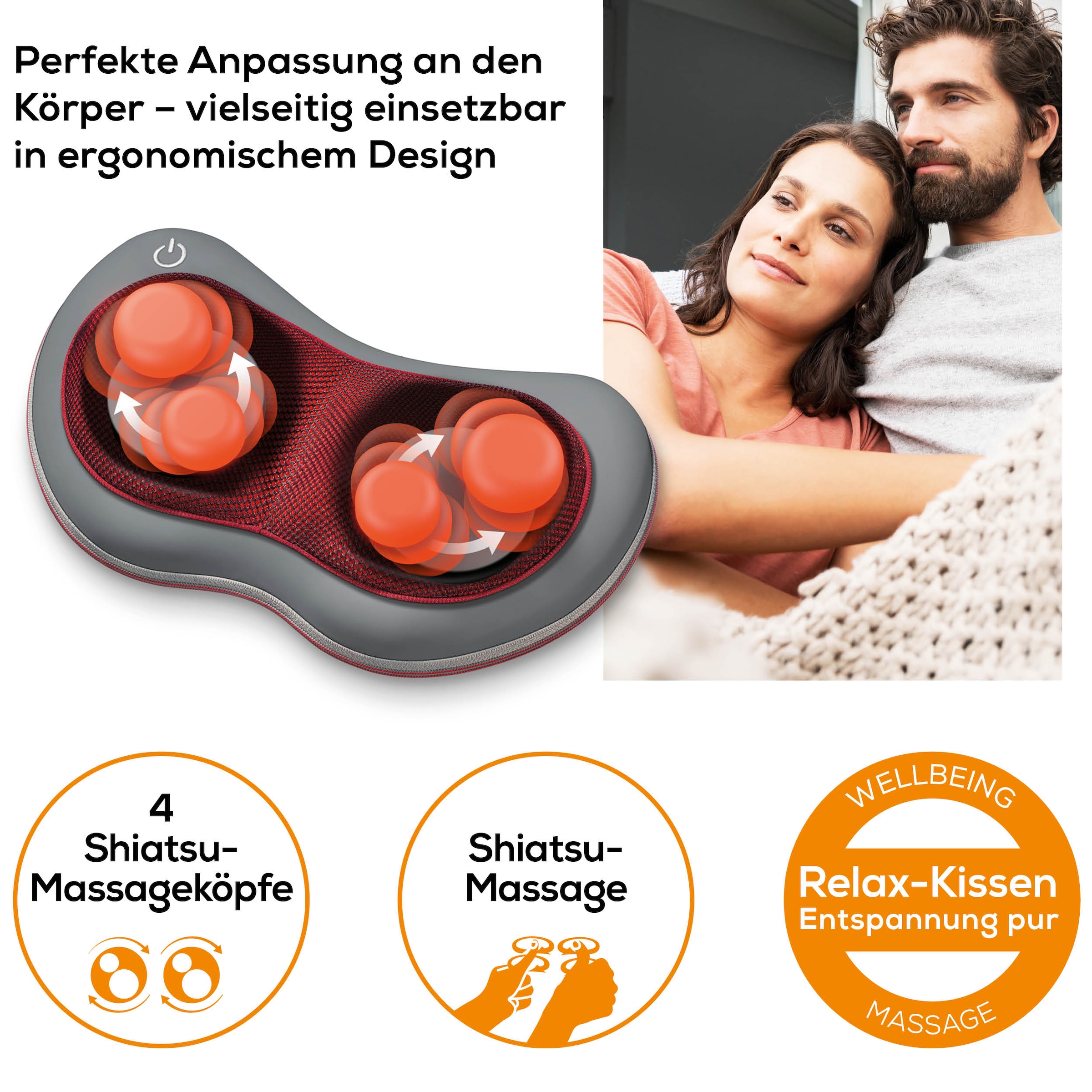 BEURER Shiatsu-Massagekissen »MG 149 für wohltuende Shiatsu-Massagen mit 4 Massageköpfen« Mit Licht- und Wärmefunktion, waschbarer Bezug bei 30°C