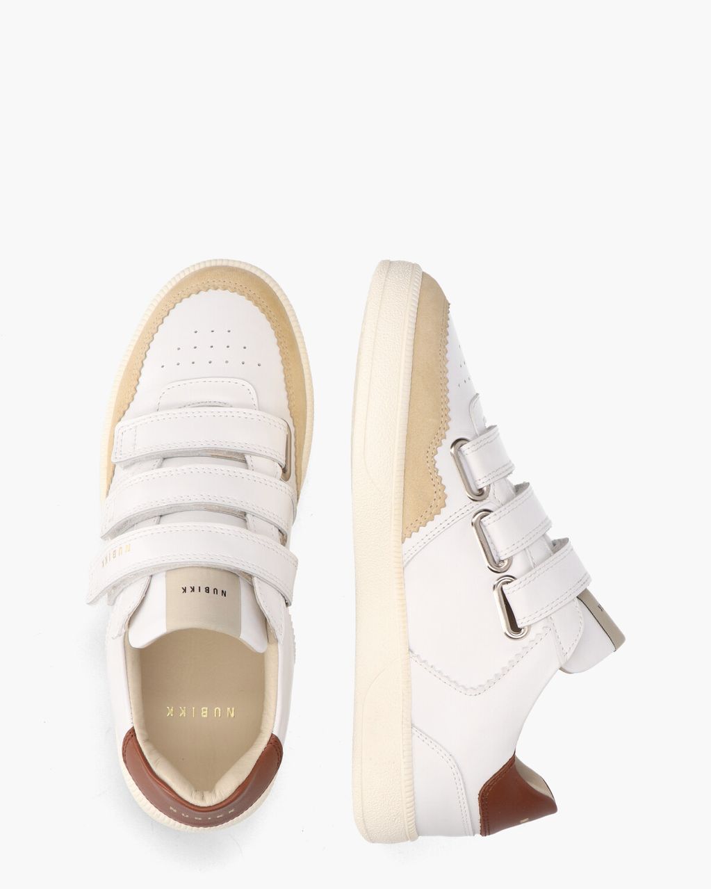 Nubikk Ray Straps Wit/Bruin Damessneakers